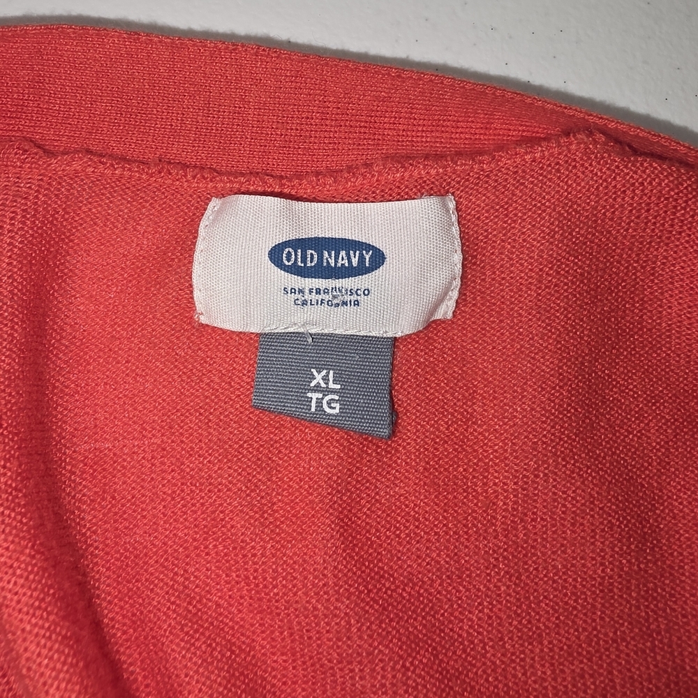 Old Navy Women's Coral Open Front Cardigan Lightweight Knit Sweater XL Cotton - Picture 3 of 8